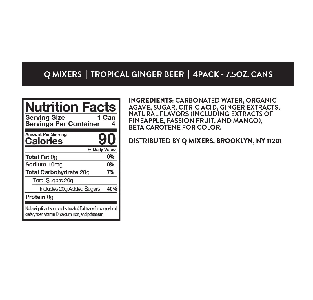 Q Mixers Ginger Beer Tropical Nutrition