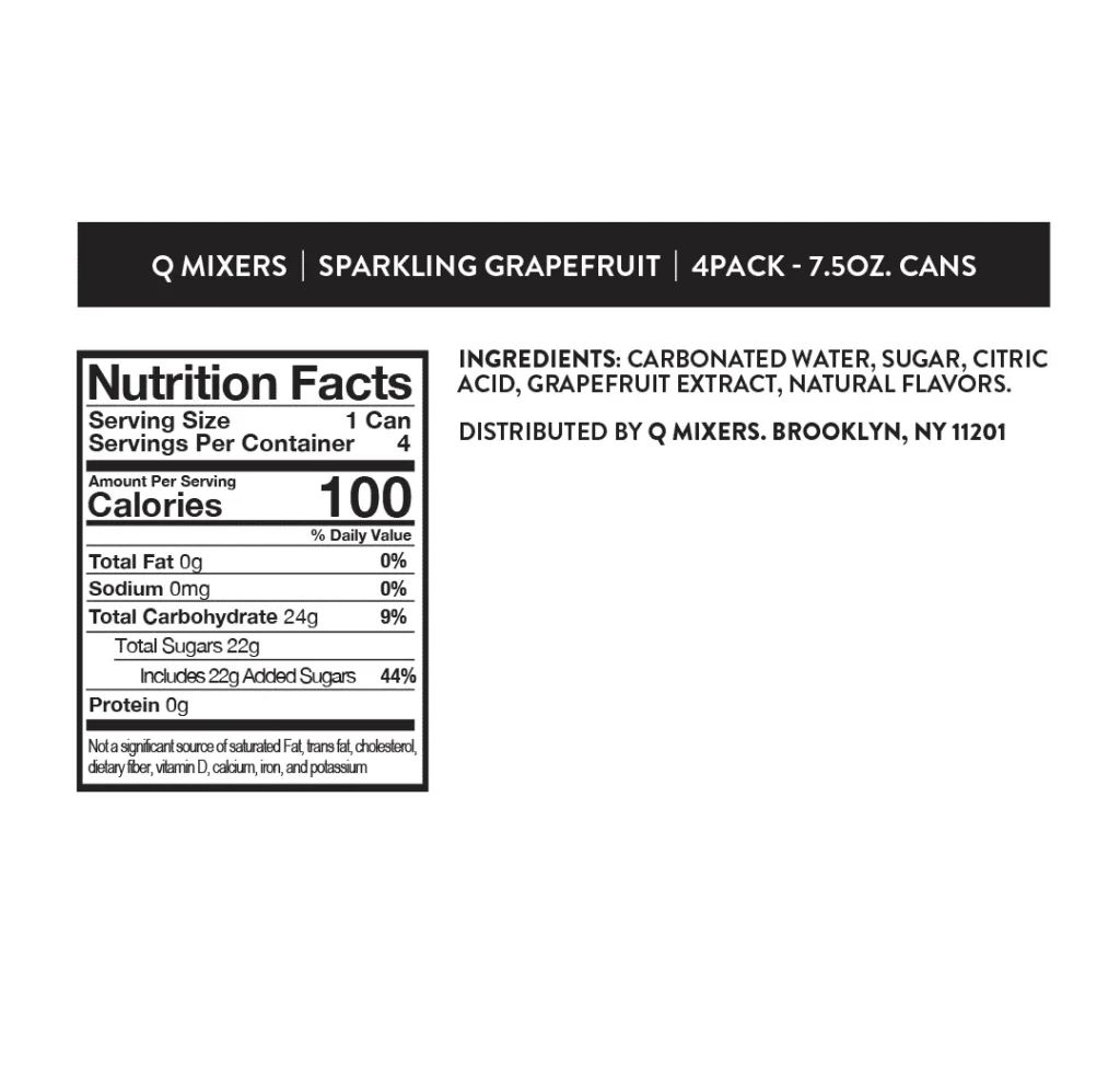 Q Mixers Sparkling Grapefruit Nutrition
