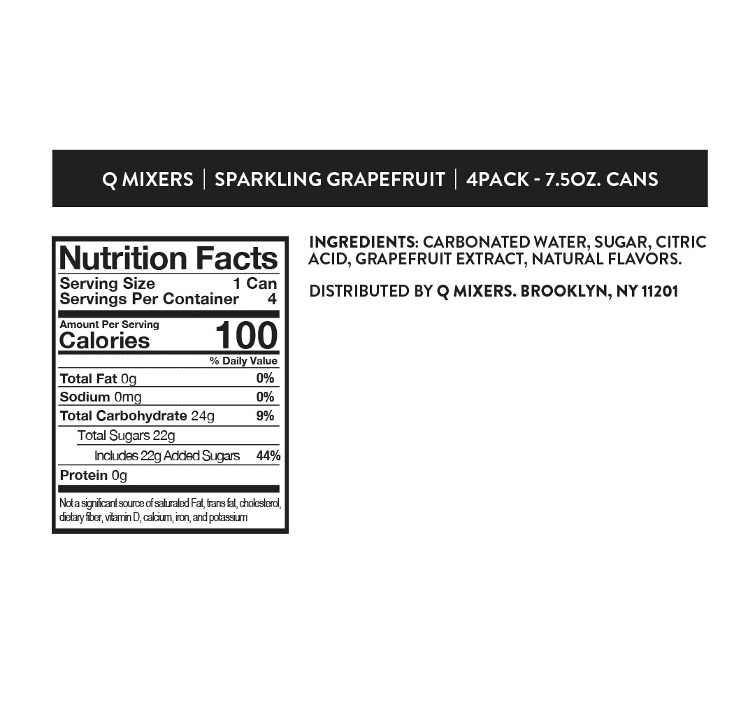 Q Mixers Sparkling Grapefruit Nutrition