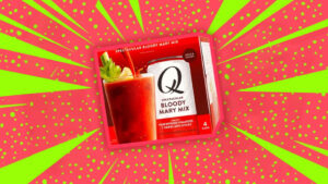 A box of Q Mixers Spectacular Bloody Mary Mix (4 cans)