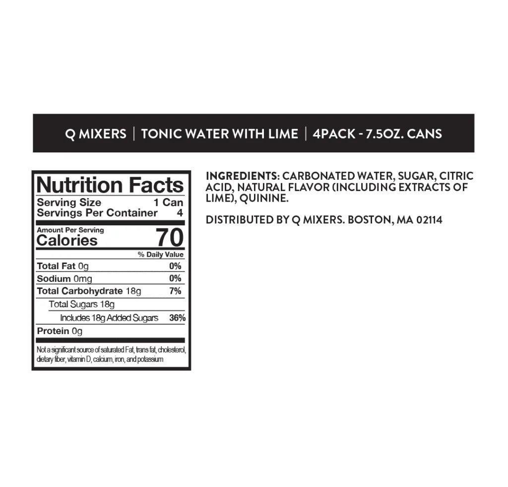 QMixers Tonic Water with Lime Nutrition Facts
